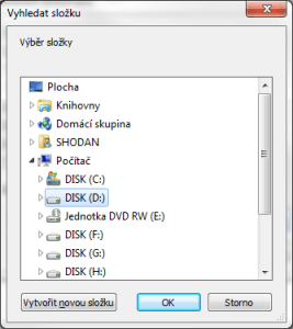 Zvolíte složku pro uložení (ukládání) JavaScriptu