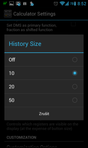 Lze určit, kolik posledních výsledků si má kalkulačka pamatovat