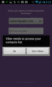 V dalším kroku aplikace požádá o přístup k seznamu kontaktů