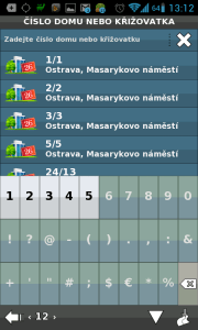 Nakonec vyberete číslo domu nebo křižovatku