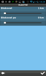 Při blokování lze nastavit i vlastní hodnotu od 0 do 50 kilometrů