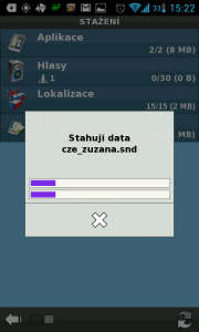 Stahují se data (v tomto případě hlas)