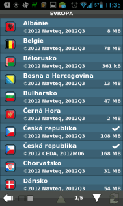 Velikost mapových podkladů Navteq a CEDA pro evropské země