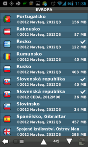 Velikost mapových podkladů Navteq a CEDA pro evropské země