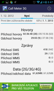 Call Meter 3G - souhrnný pohled