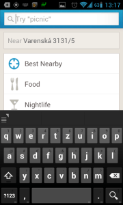 Ve vyhledávání se objevila položka Best Nearby