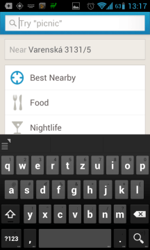 Ve vyhledávání se objevila položka Best Nearby
