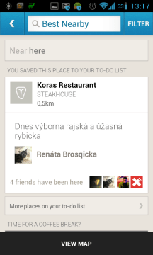 Foursquare najde nejlépe hodnocené podniky