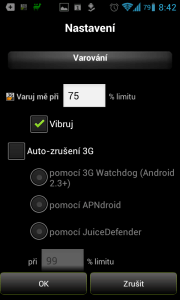 3G Watchdog: nastavení varování