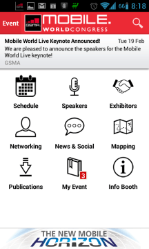 Sekce Mobile World Congress má devět sekcí