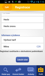 Registrace nového uživatele