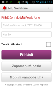 Můj Vodafone: přihlášení