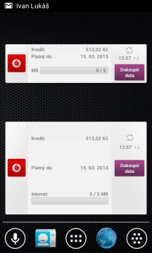 Můj Vodafone: widgety na domovskou obrazovku