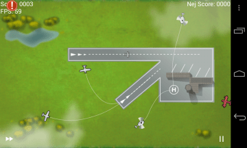 Ve hře Air Control Lite se počet snímků za sekundu pohyboval kolem 60