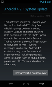 Byla nám nabídnuta aktualizace na Android 4.2.1