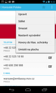 Možnosti práce s kontaktem