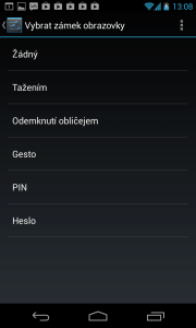 Nexus 4 lze odemknout obličejem, gestem, PINem nebo heslem