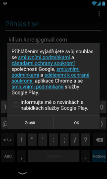 Souhlas se smluvními podmínkami Google