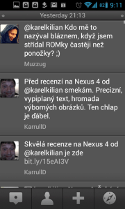 TweetDeck: zmínky