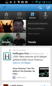 Twitter - oficiální aplikace: aktivity a trendy