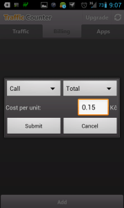 Traffic Counter: nastavení tarifu