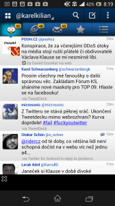 TweetCaster pro Twitter: časová osa