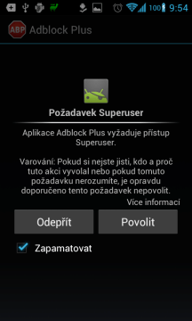 Adblock Plus 1.1 vyžaduje práva roota