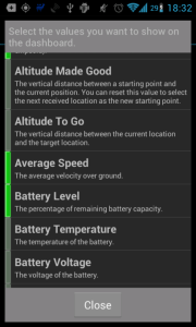 GPS Essentials: výběr prvků na panel