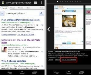 Na screenshotu vpravo si povšimněte odkazu Add to Google Keep