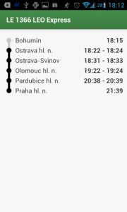 Pubtran: zastávky na trase