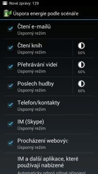 Nastavení parametrů pro úsporu energie