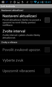 SvetAndroida.cz: možnosti nastavení