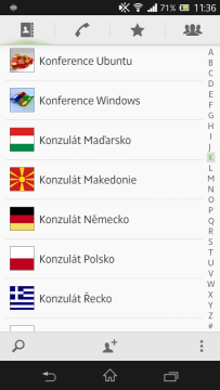 Kontakty v telefonním seznamu