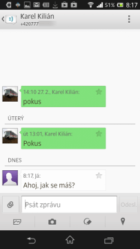 Zobrazení SMS dialogu