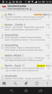 GMail - seznam zpráv