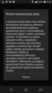 Upozornění na možné přenosy dat