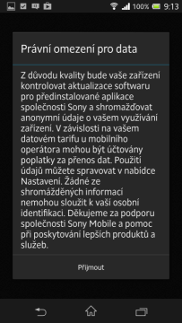 Upozornění na možné přenosy dat