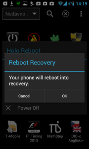 Telefon bude restartován do recovery