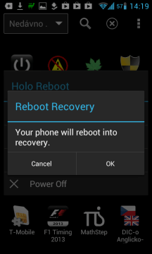 Telefon bude restartován do recovery