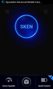 Úvodní obrazovka s tlačítkem Sken