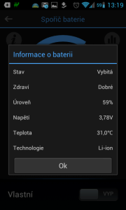 Informace o baterii