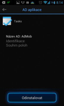 Podrobnosti o podezřelé aplikaci