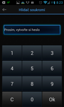 Při prvním spuštění si zvolíte heslo...