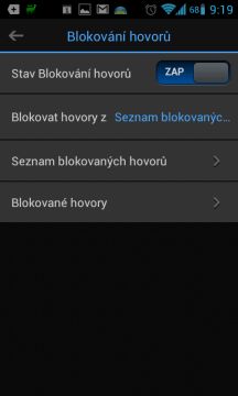 Funkci Blokování hovorů najdete v nastavení