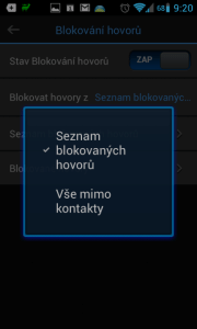 Výběr režimu blokování