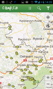 Kempy v ČR a na Slovensku: kempy v mapě