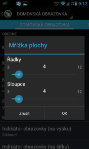 Xperia Launcher umí 3 x 3 až 12 x 12 ikon 