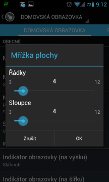 Xperia Launcher umí 3 x 3 až 12 x 12 ikon 