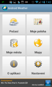 Android Weather & Clock Widget: hlavní obrazovka