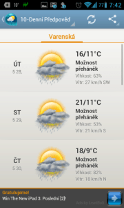 Android Weather & Clock Widget: 10denní předpověď